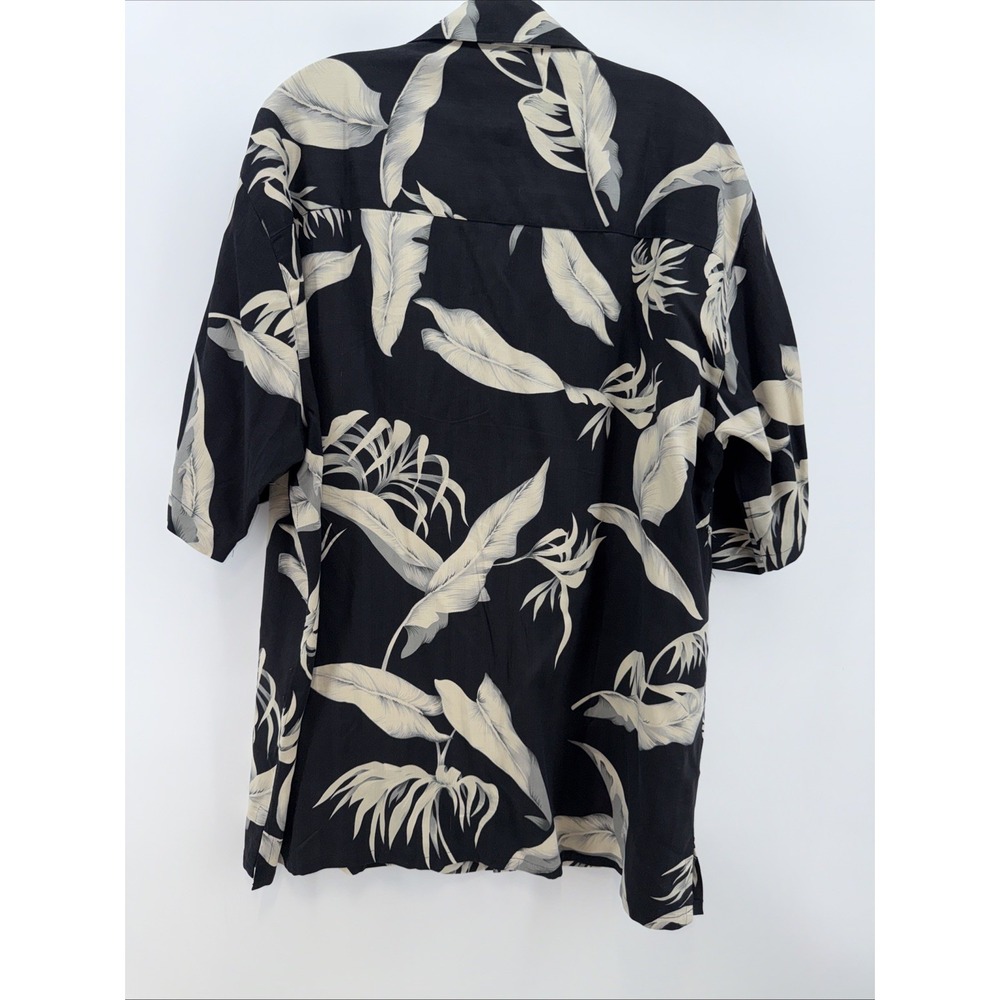 Vintage Banana Cabana Mens Size large Black Gray 100% Silk Short Sleeve Shirt - Picture 4 of 8